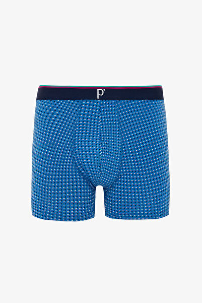 Penti Mavi Ekoseli Erkek Organik Logolu 3'lü Boxer