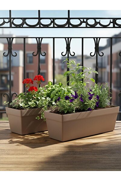 Bliss 2'li Serinova Yalı Saksı 10,8 lt 51 cm Plastik Bahçe Balkon Veranda Çit Küpeşte Çiçek Saksısı