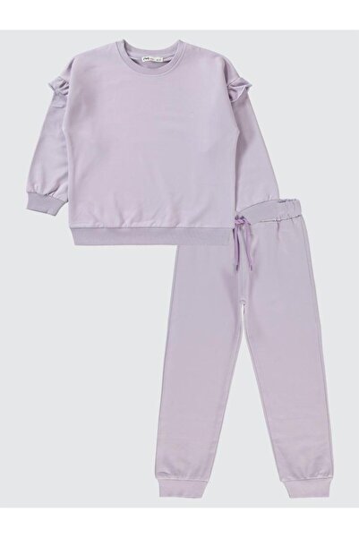 Civil Girls طقم بدلة رياضية للأطفال من 6-9 سنوات بأكمام مكشكشة - أرجواني