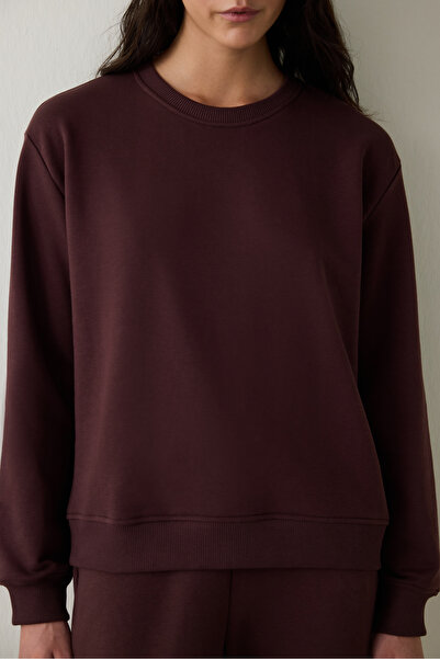 Penti Kahverengi Bisiklet Yaka Oversize Spor Sweatshirt