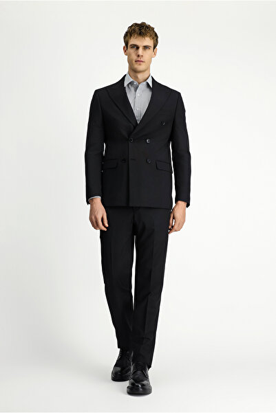 Kiğılı Regular Fit Wool Striped Double Breasted Closure Suit