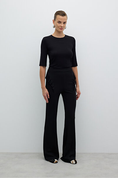 Roman Düz Paça Örme Pantolon Siyah K2522007_001