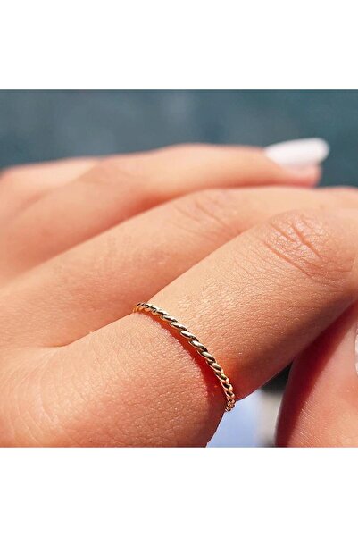 FasekGold Burma Altın Yüzük - 14 Ayar Altın Burgu İnce Minimal Evlilik Alyansı - Burgu Altın Yüzük