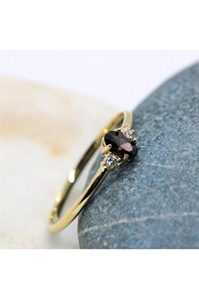 FasekGold Evlilik Teklifi Yüzüğü - 14 Ayar Altın Oval 0.70 Karat Smoky Taşlı ...