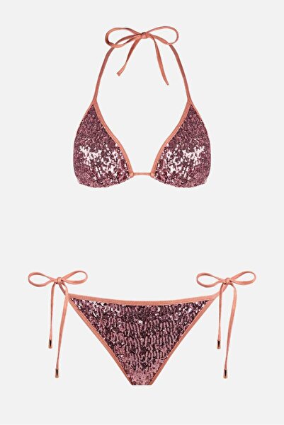 AYYILDIZ 4607 Σετ μπικίνι με κεντημένη παγιέτα μπρούτζινη