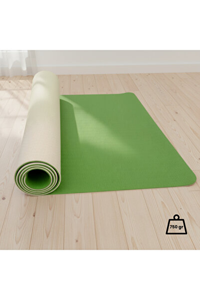 Rebuwo Çift Taraflı Armonia Yoga Pilates Matı 6mm Kaymaz Hafif Taşınabilir – Yeşil & Krem