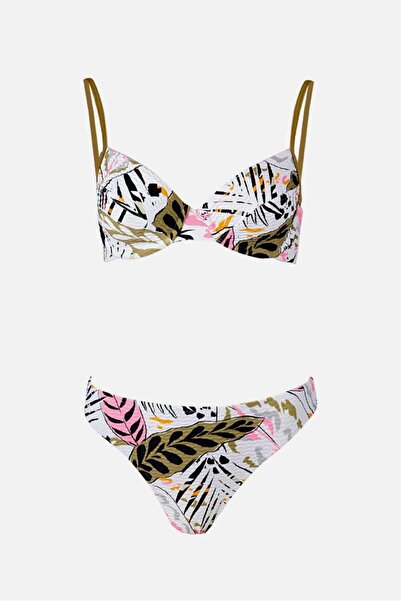 AYYILDIZ 4613 Beyaz Desenli Bikini Takımı