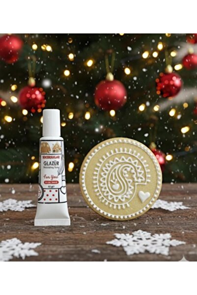 ŞEKER & SUGAR Şeker&Sugar Yılbaşı Kurabiye ve Cupcake için Yenilebilir BEYAZ GLAZÜR (40gr)