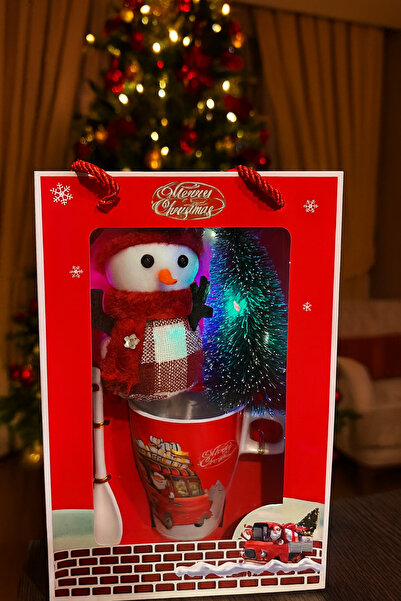 LUİ HOME Hediyelik Yılbaşı Özel Tasarımlı Kardan Adam ve Işıklı Yılbaşı Ağaç ...