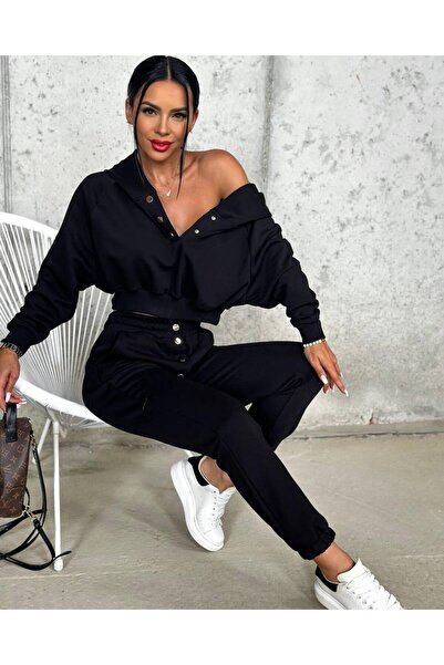 MADAME MELEK Σετ αθλητικής φόρμας με κουκούλα και μανίκια χωρίς σαρνάκια