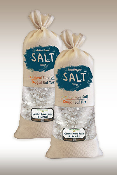 Zencefil Organik Çankırı Kristal Kaya Tuzu 2 Adet ( Iri Tane Beyaz ) Bez Torb...