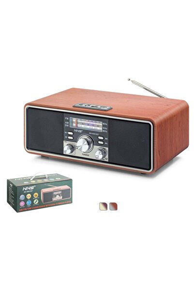 NNS NS6681BT Bluetooth Nostaljik FM Radyo TWS USB TF AUX Hoparlör - Kahverengi