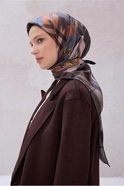 Belli Tivil Pure Silk Scarf 4206 - 51 Σκούρο καφέ μοτίβο μπατίκ