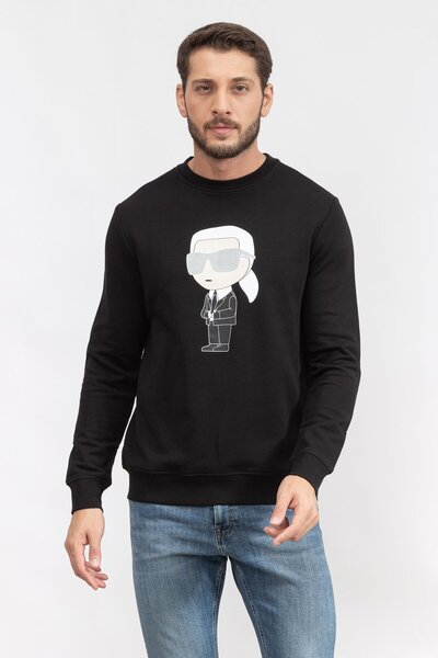 Karl Lagerfeld Erkek Bisiklet Yaka Sweatshirt Siyah