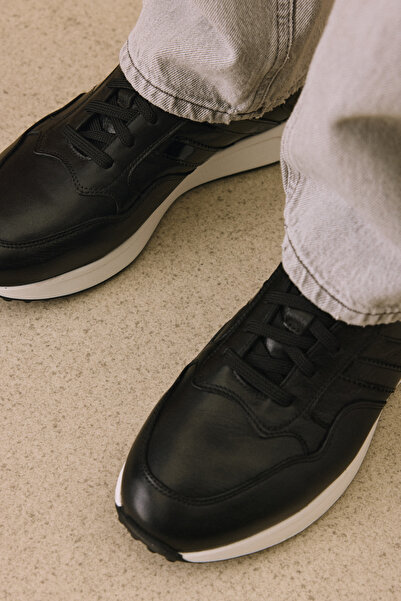 Ziya , Ανδρικό πάνινο παπούτσι από γνήσιο δέρμα 1531026Z315 Μαύρο