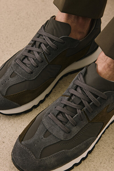Ziya , Erkek Hakiki Deri Sneaker 153983Z2600 Gri