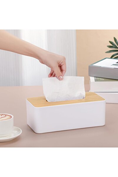 vesta life Bamboo Lid Napkin Holder Presentation Holder Decorative Desktop Organizer Napkin Box |   21 X 13 X 9 cm