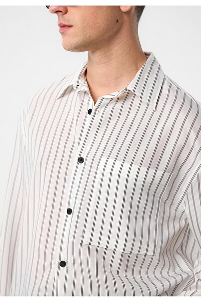 Antioch White Relax Fit Striped Men's Shirt