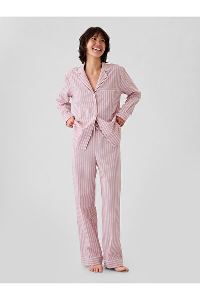 GAP Kadın Pembe Poplin Pijama Gömlek