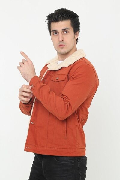 comstar Men's Trend Winter Fur Lined Denim Jacket Tile