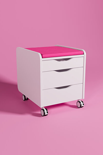 Creo Mobili Sirius Kız Çocuk Odası İçin Çekmeceli Keson, Tekerlekli Modern Ko...