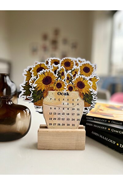 OEM Roekraft Van Gogh’un On İki Ayçiçekli Vazosu tasarımlı takvim , Parlak Kuşe baskı , 2026 Takvim