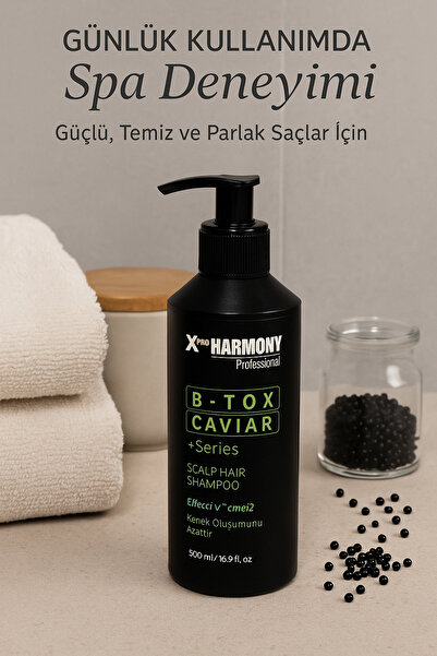 X Pro Harmony XPRO Harmony Kepeğe Karşı B-Tox Caviar Şampuan 500 ml – Güçlü ve Profesyonel Saç Bakımı