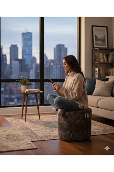 vavonni Kütük Puf Yuvarlak Puf