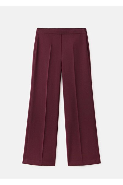 MANGO Woman Orta bel düz kesim kumaş pantolon