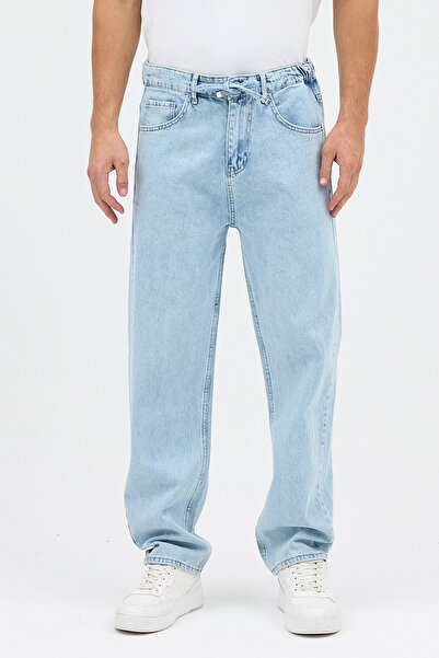 THE RULE Чоловічі світло-сині баггі з еластичним поясом, прямими штанинами, вільним кроєм, еластичні джинси RF0479