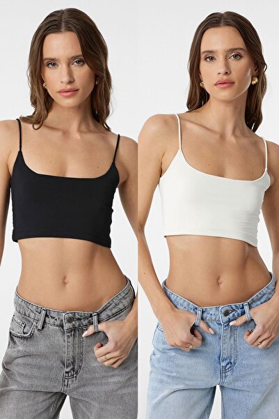 Antioch Black-Ecru 2 Pack Women's Strappy Top
