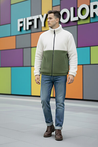 JAKARLI Unisex Oversize Λούτρινο Μπουφάν με Διπλή Τσέπη με φερμουάρ