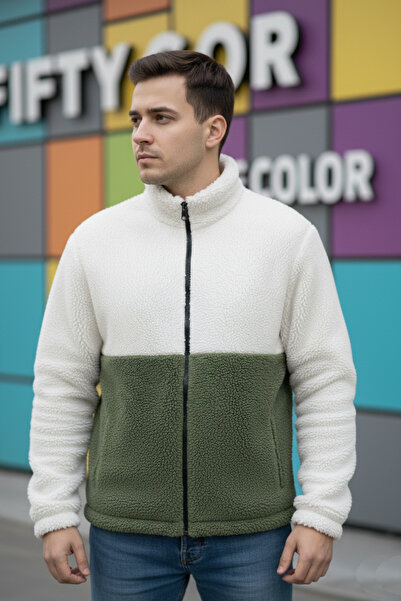 JAKARLI Unisex Oversize Λούτρινο Μπουφάν με Διπλή Τσέπη με φερμουάρ