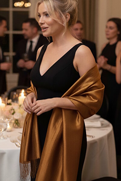 CAŞ DEKORASYON Brick Color Taffeta Shawl