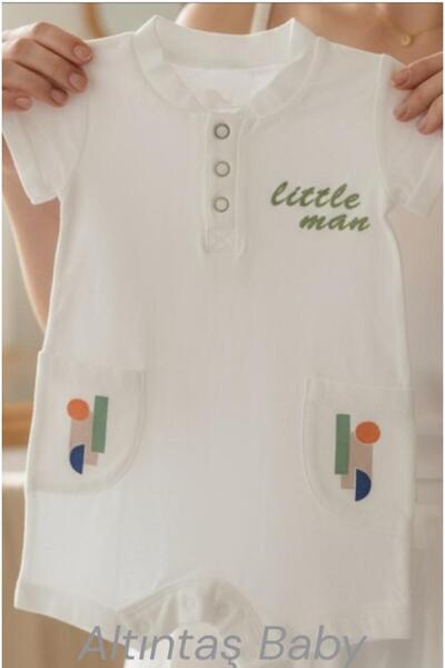 ALTINTAŞ BABY Little Man Yazı Baskılı Erkek Bebek Premium Kalite Tulum