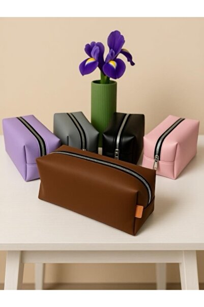 NorthAK حقيبة مستحضرات التجميل باللون البني - حقيبة مكياج أنيقة للسفر ذات حجم...