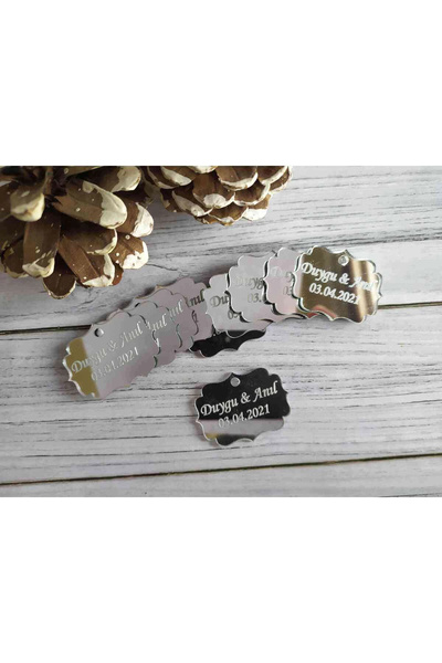 RetroLazer Pleksi Süslemesiz İsimlik Etiket,Düğün,Kına,Söz,Nişan,Magnet 25 Ad...