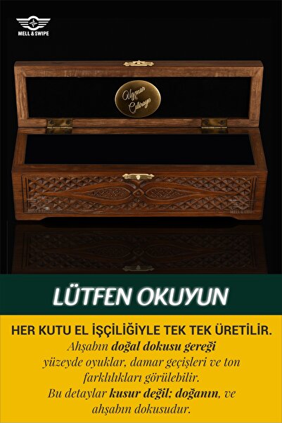 MELL & SWIPE Kişiye Özel Isimli Baskılı Içi Süngerli Takı Hediyelik El Oyması Ahşap Tesbih Kutusu Dekoratif
