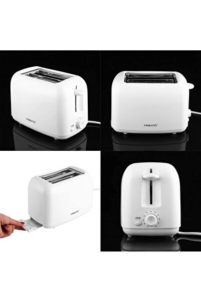 SOKANY Brand Slice Toaster With 6-Gear Baking, Removable Crumb Tray, 700W, White Color, HJT-022
