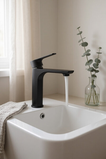 İSAOĞLU YAPI Matte Black Dolce Design Sink Mixer Black Sink Mixer Black Sink Faucet