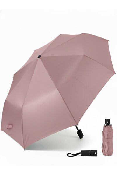 Mazzy Pembe Tam Otomatik Fiber Telli Rüzgara Dayanıklı 8 Telli Şemsiye