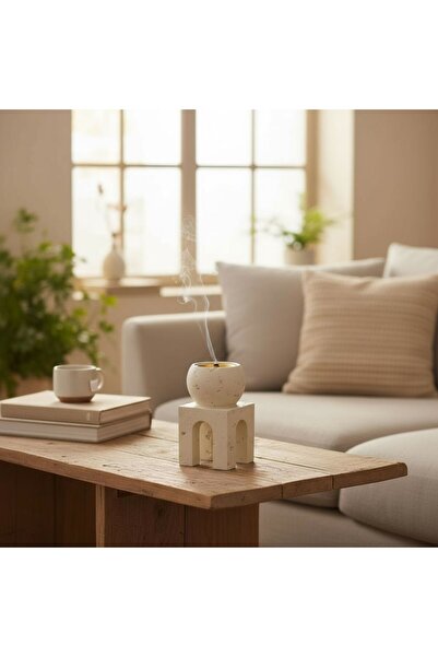 TBATIC مبخرة حجرية عصرية بتصميم مكعب كروي بيج