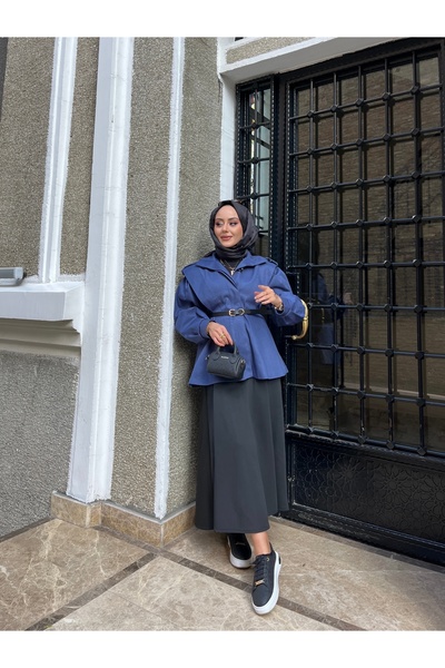 W WARGA KISA DERİ KEMER DETAYLI TRENÇKOT