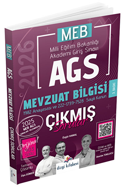 Dizgi Kitap 2026 MEB-AGS Mevzuat Bilgisi Çıkmış Sorular Çözümlü - Ziya Sümer,...