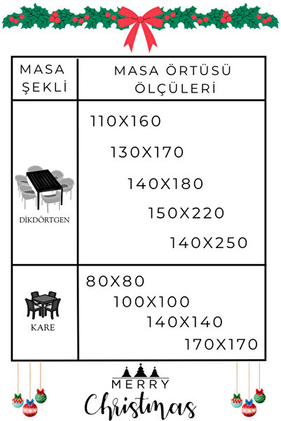 Soft Kare Yılbaşı Temalı Keten Dokulu Sıvı Geçirmez Masa Örtüsü – Şık ve Dayanıklı