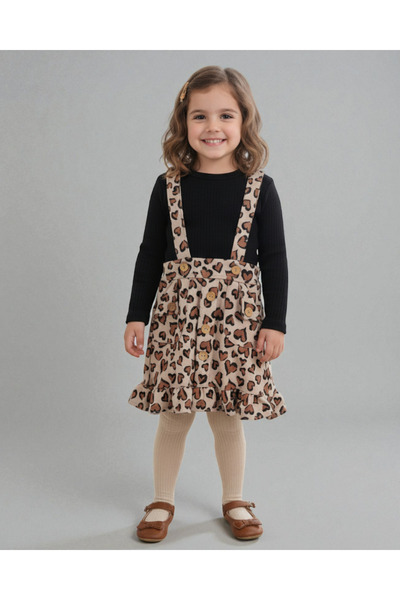 VOY KİDS Дівчача сукня з леопардовим принтом, з підошвою та шнурівкою, елеган...