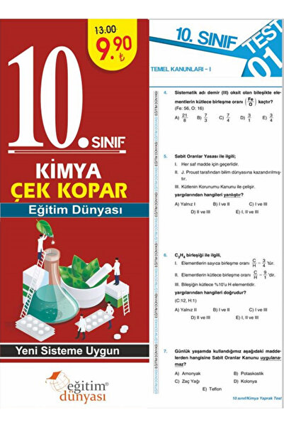 EĞİTİM DÜNYASI YAYINLARI Süper Fiyat Eğitim Dünyası 10. Sınıf Kimya Yaprak Te...