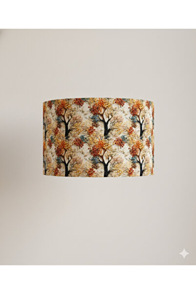 Genel Markalar El Yapımı Sonbahar Ağaçları Desenli Kumaş Lambader Başlığı ( Sadece Başlık )