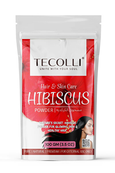 TECOLLI مسحوق الكركديه - 100 جرام لنمو الشعر وتجديد البشرة ومكافحة الشيخوخة، ...