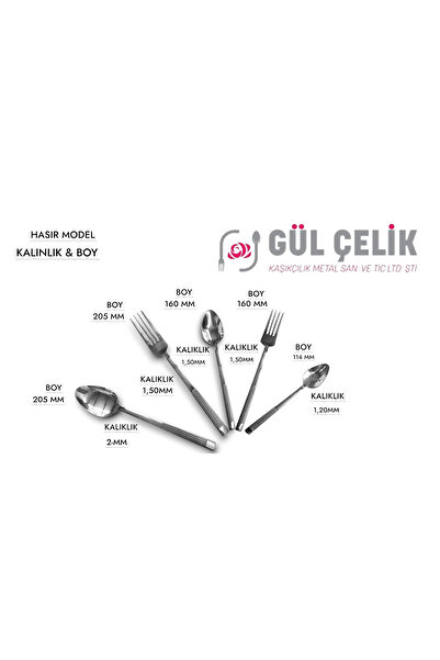KAVEH 30 Parça 6 Kişilik Çatal Kaşık Seti Hasır Model Kutulu 18/0 Kalite